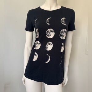 Slim Lunar Phase Black Graphic Tee